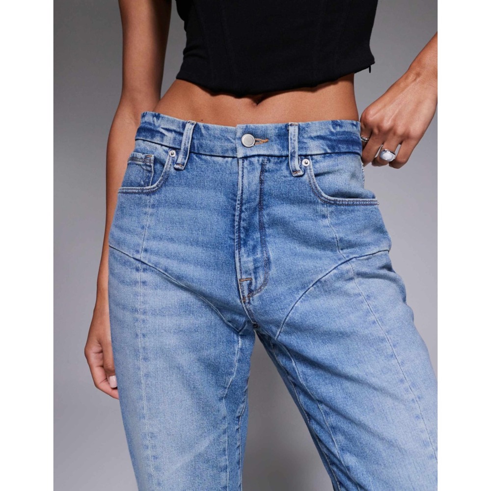 Good American Good Icon Straight Seamed Jeans 30